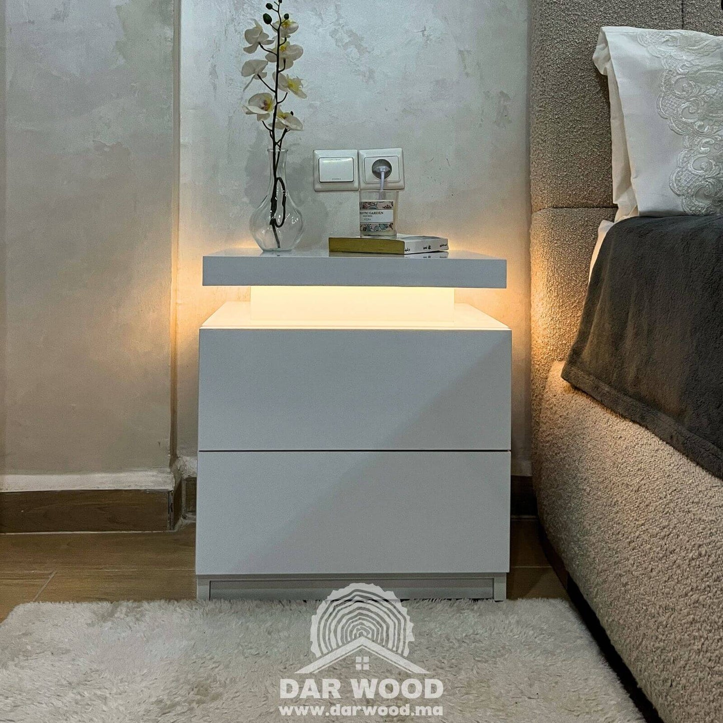 Table de Chevet,Table de Nuit, Table de Chevet led, Table de Nuit led, Darwood